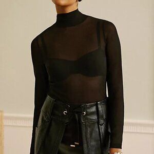 Anthropologie Maeve Mesh Turtleneck Top M